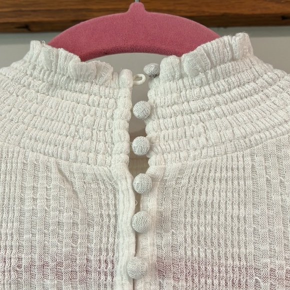 Free People - small, white Boulevard Ruffle smocked turtle neck - Picture 6 of 6